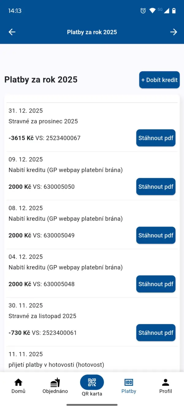 Mobilní aplikace — platby